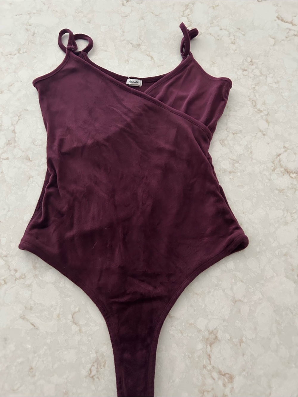 Garage Plum/Berry Velour Thong Bodysuit